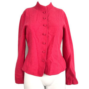 Talbots Jacket Blazer Womens Sz‎ P Pink Wool Fitted Blazer Cardigan Petite